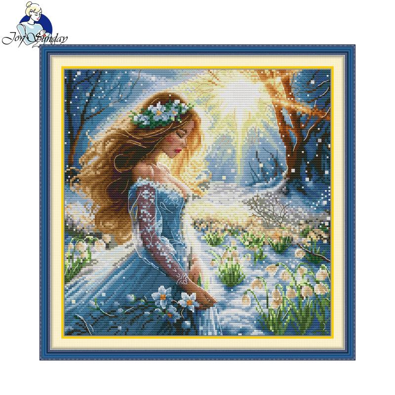 Embroidery Meaning - 喜び-毎日-クロスステッチの刺embroideryキット,妖精の雪,HDパターン,aida,印刷されたcanva,DIY,手工芸品,新しい,16ct,14ct,11ct