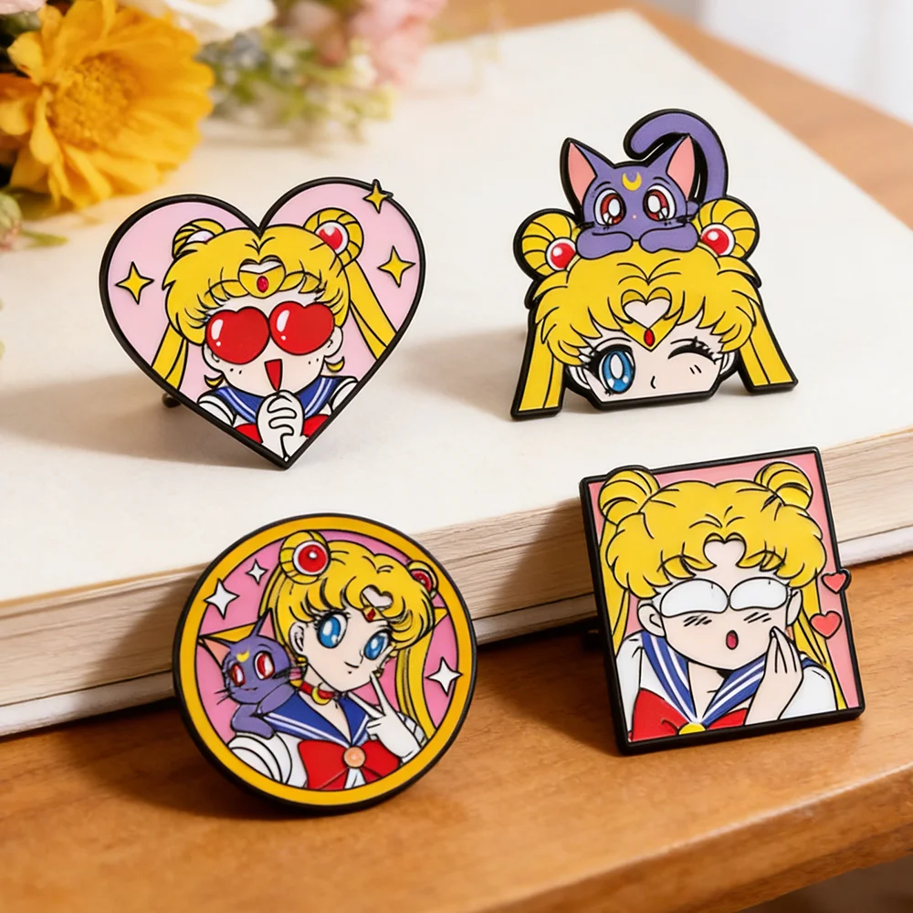 Embroidery Reddit - 4個入り セーラームーン ハート型 エナメルピン カートゥーン ブローチ