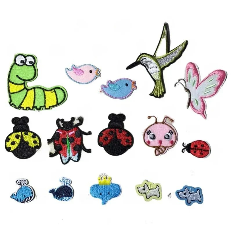 Embroidery Lady Bug - 高級動物刺embroideryパッチ,猫の鳥,昆虫,クジラ,衣類の装飾,手工芸品,100