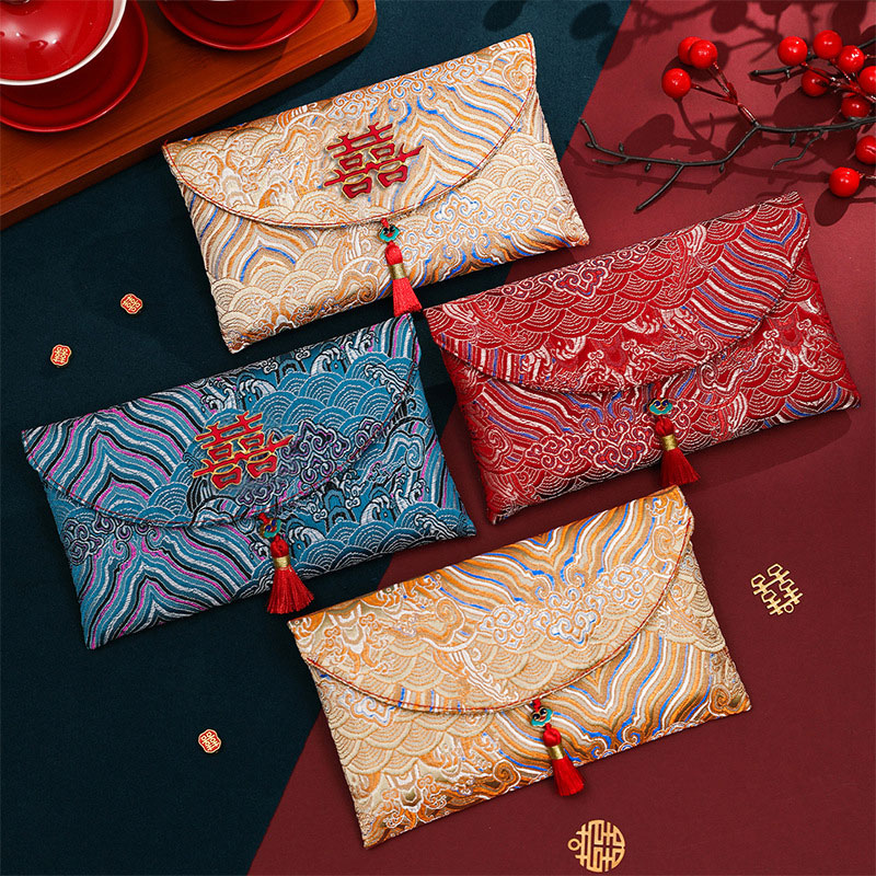 2 個の錦織刺繍生地結婚式の赤い封筒お金ポケット紅包新年の祝 - Embroidery Bag のレビューと価格