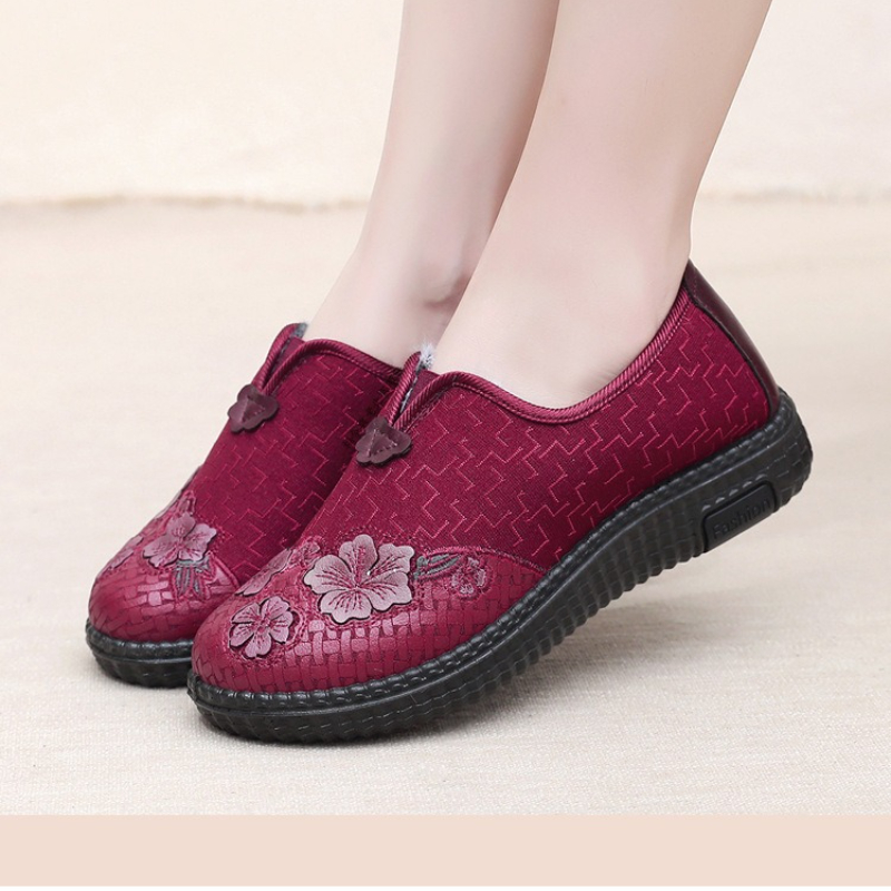 女性用、冬用、裏地付き、スリッポンタイプの靴。花柄刺繍、柔ら - Embroidery Online のレビューと価格