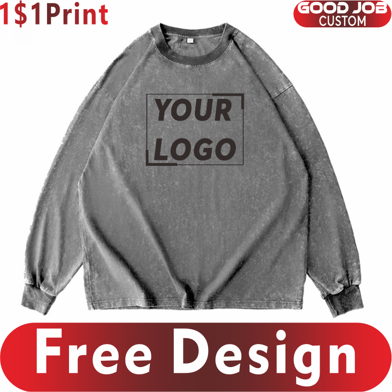 カスタム Tシャツヴィンテージ長袖シャツプリントロゴカジュア - Embroidery Design Logo のレビューと価格